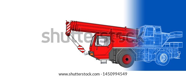 crane truck 3d
illustration 
sketch
