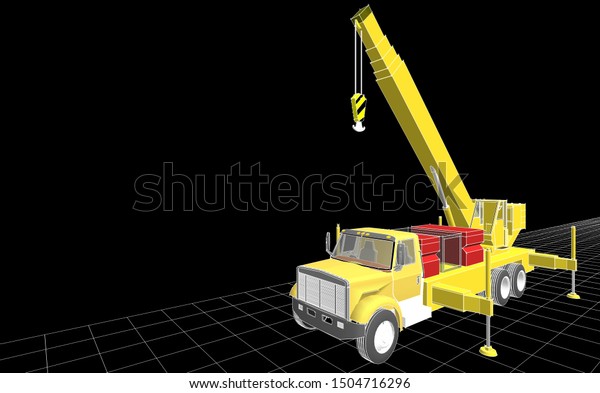 crane truck 3d\
illustration \
sketch\
