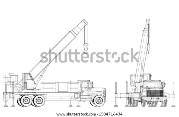crane truck 3d\
illustration \
sketch\
