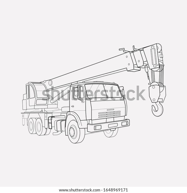 Crane truck icon line element. illustration of\
crane truck icon line isolated on clean background for your web\
mobile app logo\
design.