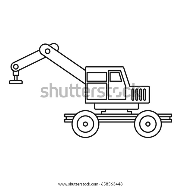 Crane\
truck icon in outline style isolated \
illustration