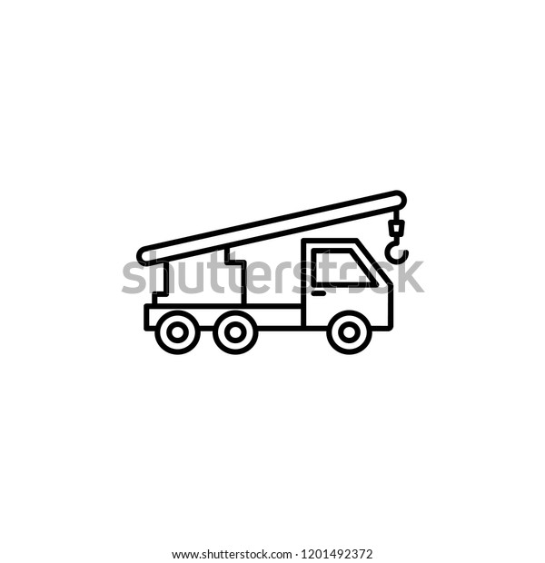 crane vehicle icon. Element of\
construction machine icon for mobile concept and web apps. Thin\
line crane vehicle icon can be used for web and\
mobile