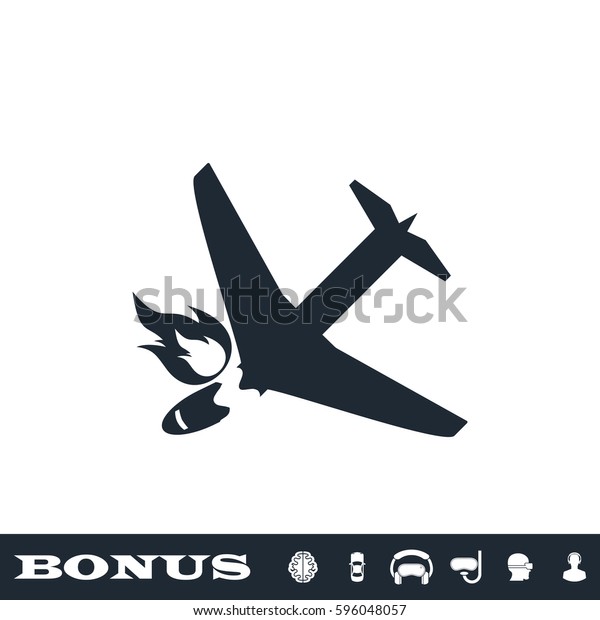 Crash plane icon
flat. Simple black pictogram on white background. Illustration
symbol and bonus
button