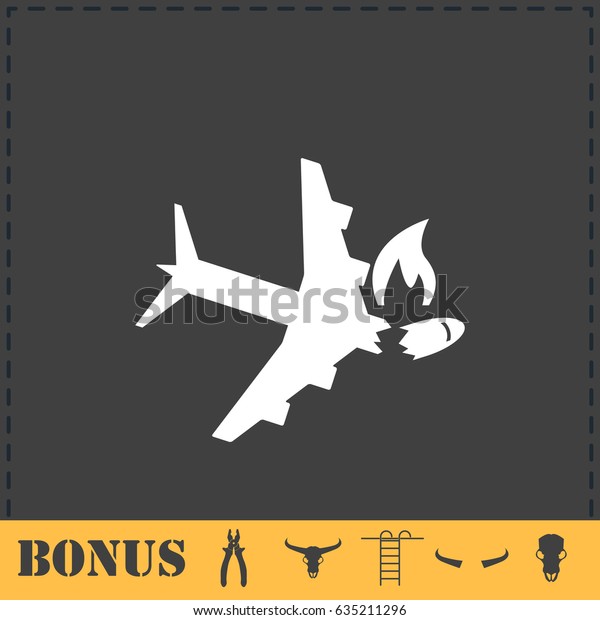 Crash plane icon flat. Simple illustration
symbol and bonus
pictogram