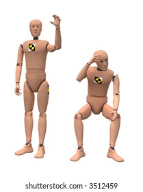 Crash Test Dummies isolated on White Background. Clipping path. 3D illustration