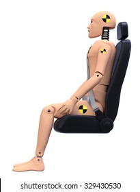 Crash Test Dummy in a Car Seat. Side View. Safety Concept