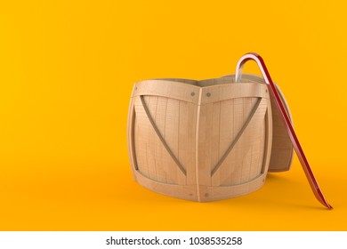 Crate With Crowbar Isolated On Orange Background. 3d Illustration