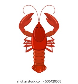 Crayfish On White Background. Colorful Cartoon Illustration For Decoration.