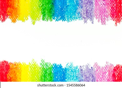 
The Crayon Color Is A Rainbow On White Paper.