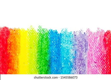 
The Crayon Color Is A Rainbow On White Paper.