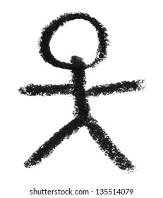 crayon painted stickman in white back