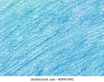 Crayon scribble texture. Blue pastel spot. Wax crayons. Marine maritime background Gradient. Backdrop with scratches and dots. Pencil  Hand painted aquamarine grunge chalk