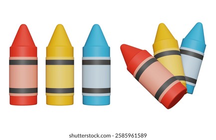 crayons 3D icon render graphic