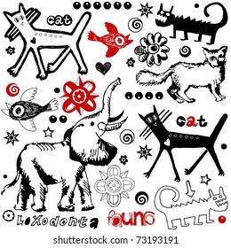 crazy doodle set, hand drawn design elements