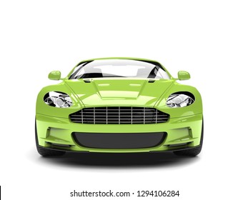 Crazy Green Modern Sports Luxury Car - Front View - 3D Illustration