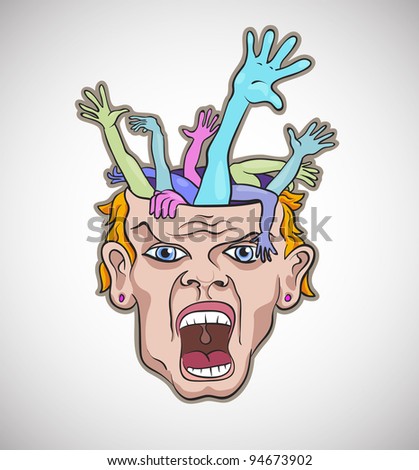 Crazy man face artistic vector illustration