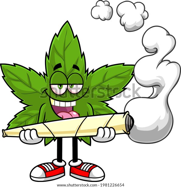 Crazy Marijuana Leaf Cartoon Character Holding Stock Illustration ...