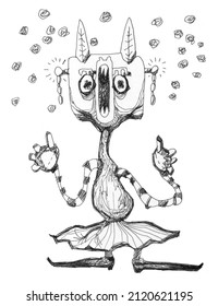 Crazy Robot Dog Cartoon Character Sketch Stock Illustration 2120621195