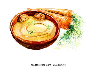 Soups Watercolor Images, Stock Photos & Vectors | Shutterstock