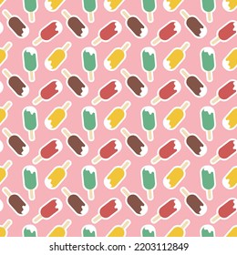 Creamy Ice Cream In Sweet Red Yellow Blue Glaze Seamless Pattern Background Design