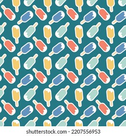 Creamy Ice Cream In Sweet Red Yellow Blue Glaze Seamless Pattern