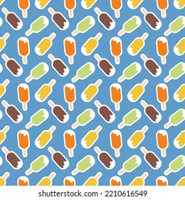 Creamy Ice Cream In Sweet Red Yellow Blue Glaze Seamless Pattern Background Design Decoration