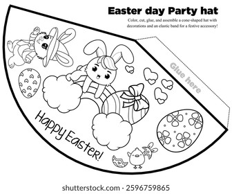 Create festive Easter party hats with this printable craft template! Perfect for kids’ coloring, DIY fun, and holiday celebrations. Great for classrooms, parties, and family activities.