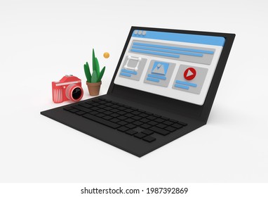Creative 3D Render Mobile Mockup with Laptop web development banner, marketing material, presentation, online advertising.