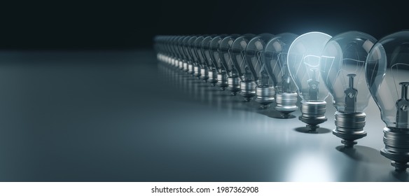 Creative 3d rendering light bulb background with blank space. Idea concept