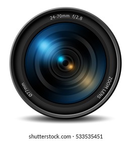 Creative Abstract 3D Render Illustration Of Professional Digital Photo Or Video Camera 24-70 Mm Zoom Lens Isolated On White Background