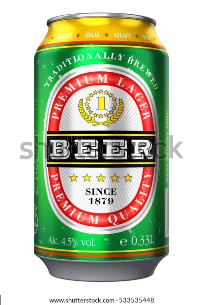 白い背景に金属ビール缶 ボトル またはスズアルコール飲料