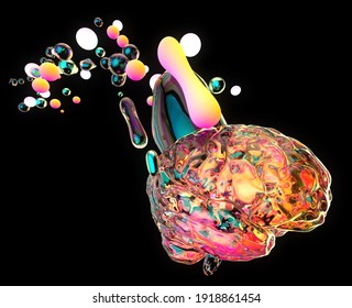 Creative Abstract Brain Exploding With Paint Art