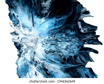 Creative abstract hand painted background, wallpaper, texture, close-up fragment of acrylic painting on canvas with brush strokes. Modern art. 