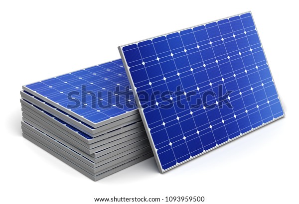 創造的な抽象的太陽光発電技術 代替エネルギー 環境保護エコロジービジネスコンセプト 積み重ねられた太陽電池パネルの3dレンダリングイラスト のイラスト素材