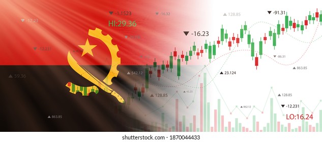 Creative (Angola) Flag Banner With Stock Exchange Market ,Graph Chart Of Stock Market Investment World Trading.