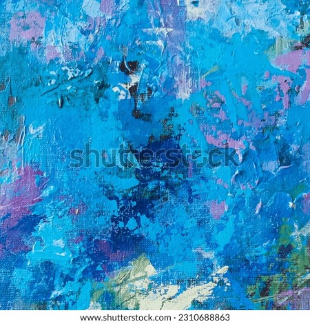 Creative artistic background. Blue background. Blue artwork. Painting with brushstrokes. Splashed paint on canvas. Colorful surface. Green, purple , blue  abstract   art. Abstract print. Digital art 