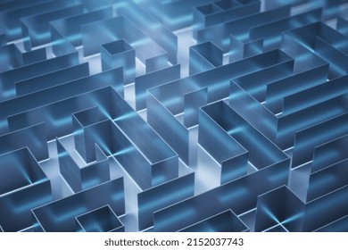 Creative blue maze backdrop. 3D Rendering