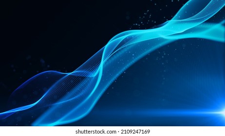 Creative Blue Technology Abstract Background. Futuristic Digital Data Flow. 3D Rendering