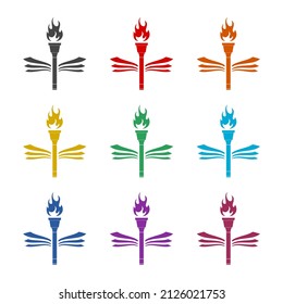 Creative Book Fire Logo Design, Color Set