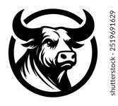 Creative bull head logo silhouette illustration 