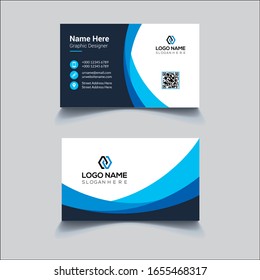 Creative Business Card Template, Modern Corporate Business Card Design With Blue And Orange Color, Simple Business Card