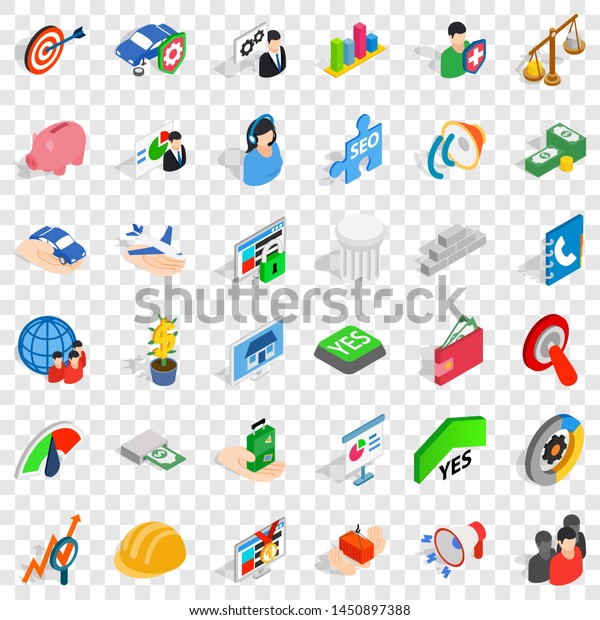 Creative business icons set.\
Isometric style of 36 creative business icons for web for any\
design