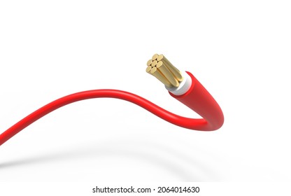 Creative Cable Concepts for House Wiring Cable. Red Flexible Electrical Copper Wire, Cable 3D Rendering