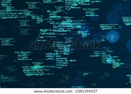 Creative coding html language on blurry wallpaper. Web developer and programming concept. 3D Rendering.