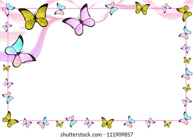 Butterfly Frame Colorful Butterflies On Four Stock Vector (Royalty Free ...