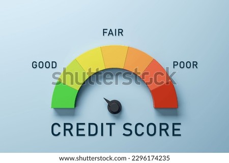 Creative colorful speedometer scale on blue background. Performance, Credit score, pointer rating risk levels, meter, tachometer. 3D Rendering