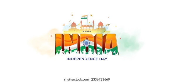 Creative concept of India Independence Day. Red fort with flag, Indian Freedom celebration and patriotic background. - Powered by Shutterstock