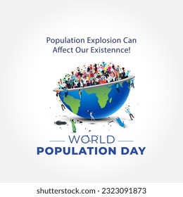 Creative Concept of World Population Day. Diverse people with Overcrowded, overloaded earth. Explosion of world population and starvation poster design. - Powered by Shutterstock