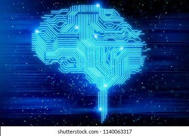 Creative Digital Brain Background. Artifical Intelligence And Science Concept. 3D Rendering 