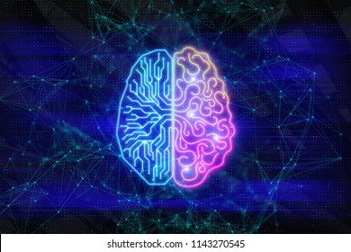 Creative Digital Brain Background. Artifical Intelligence And Ai Concept. 3D Rendering 